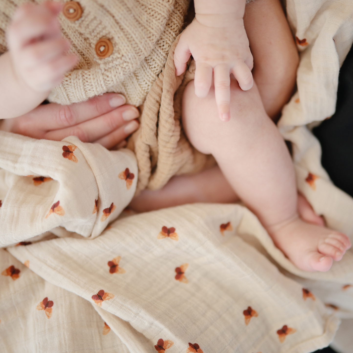 Manta De Muselina De Algodón Orgánico - MSH - Mariposas