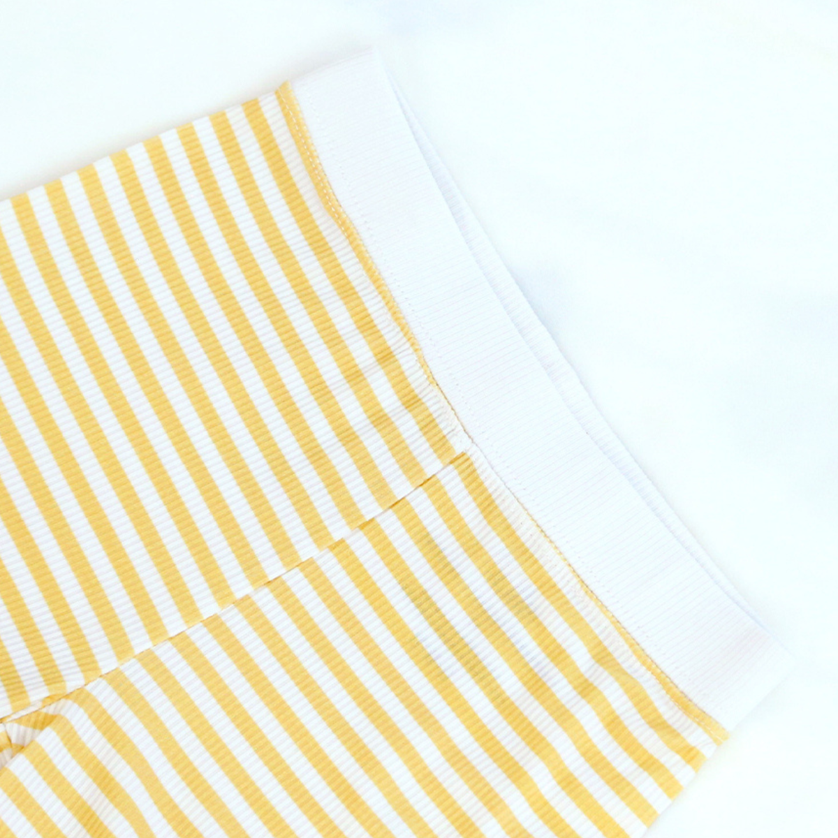 Short Yellow Stripes Bamboo Two-Piece Pajama Set