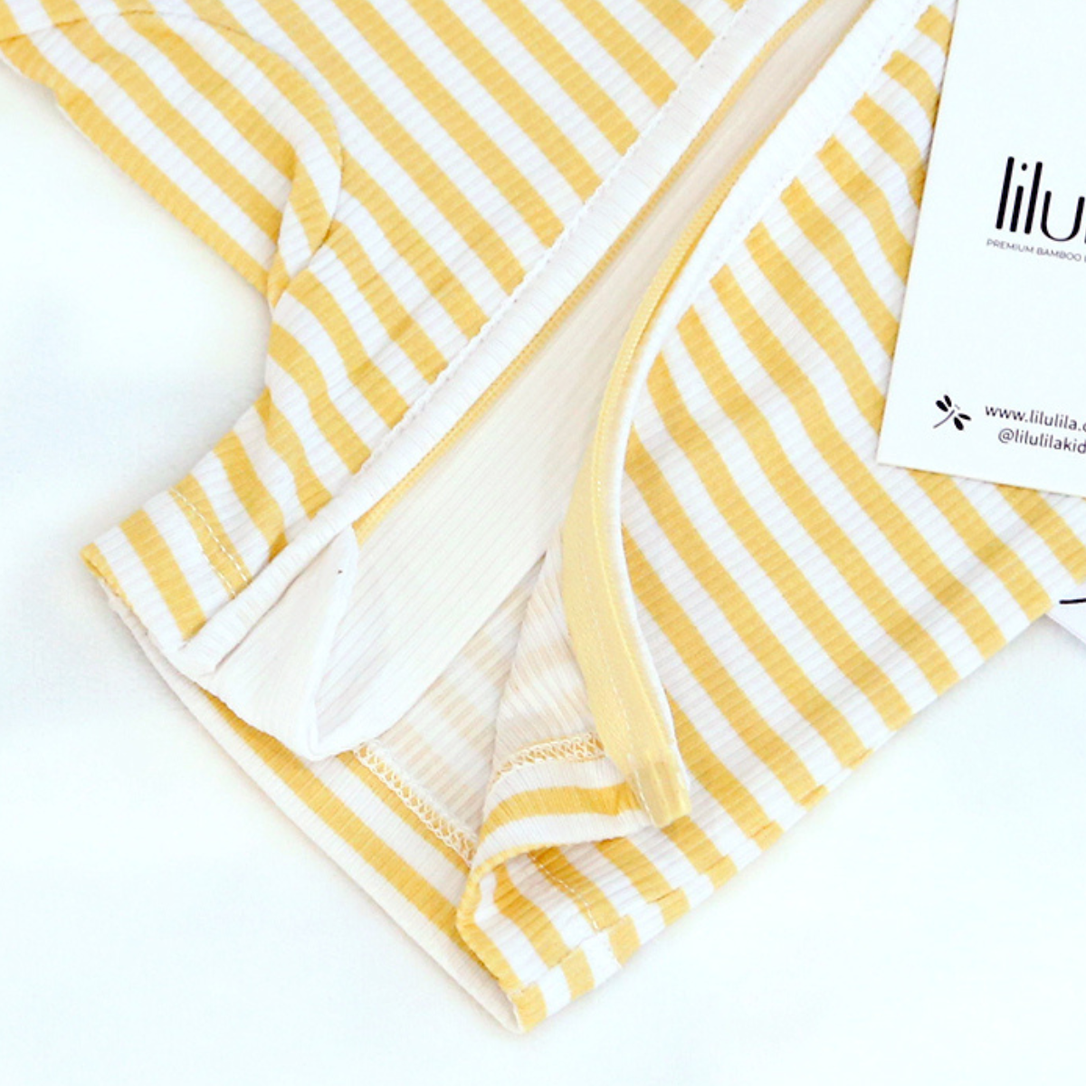 Short Yellow Stripes Bamboo Zippy Romper