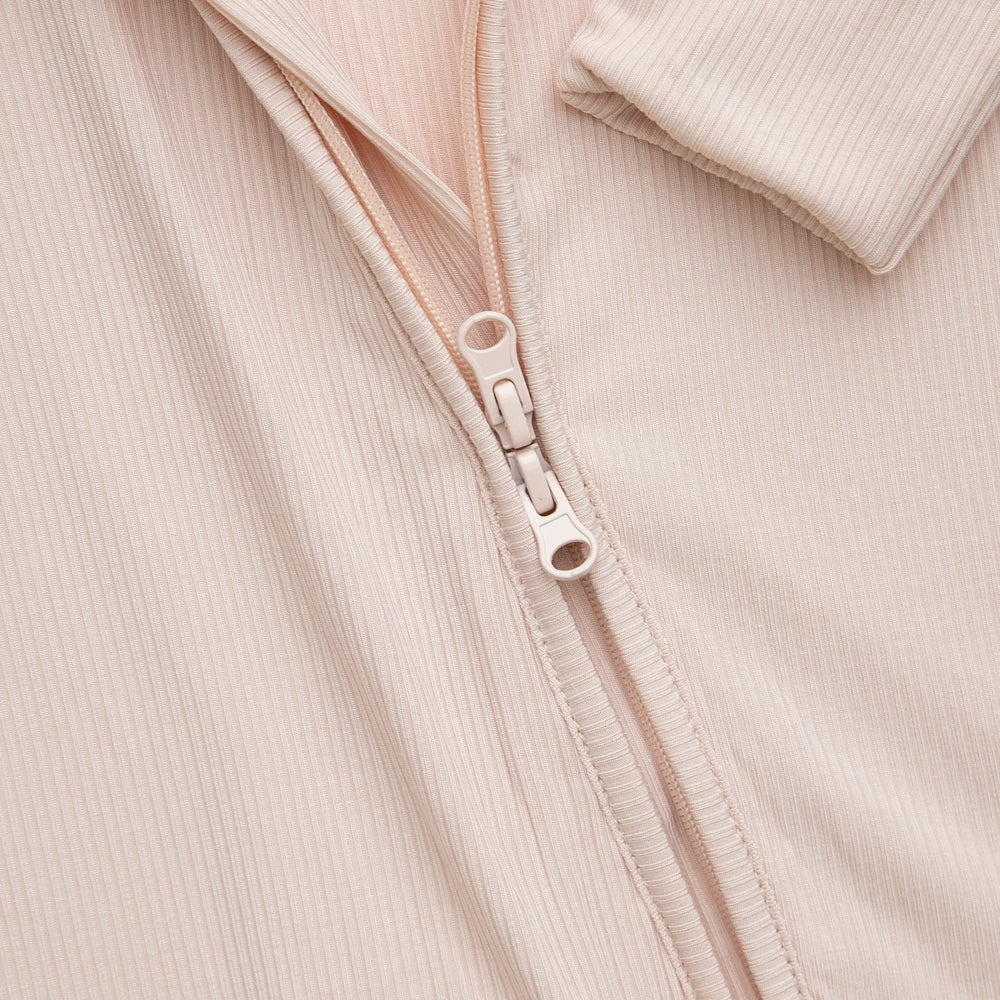 Soft Pink Ribbed Bamboo Zippy Romper