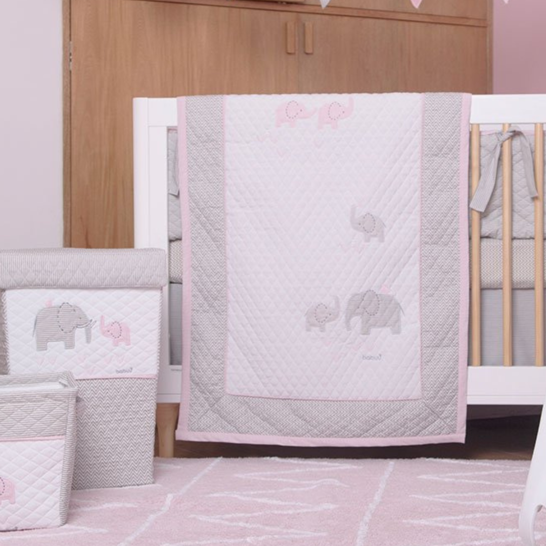 Juego de Cuna Elefante Rosa