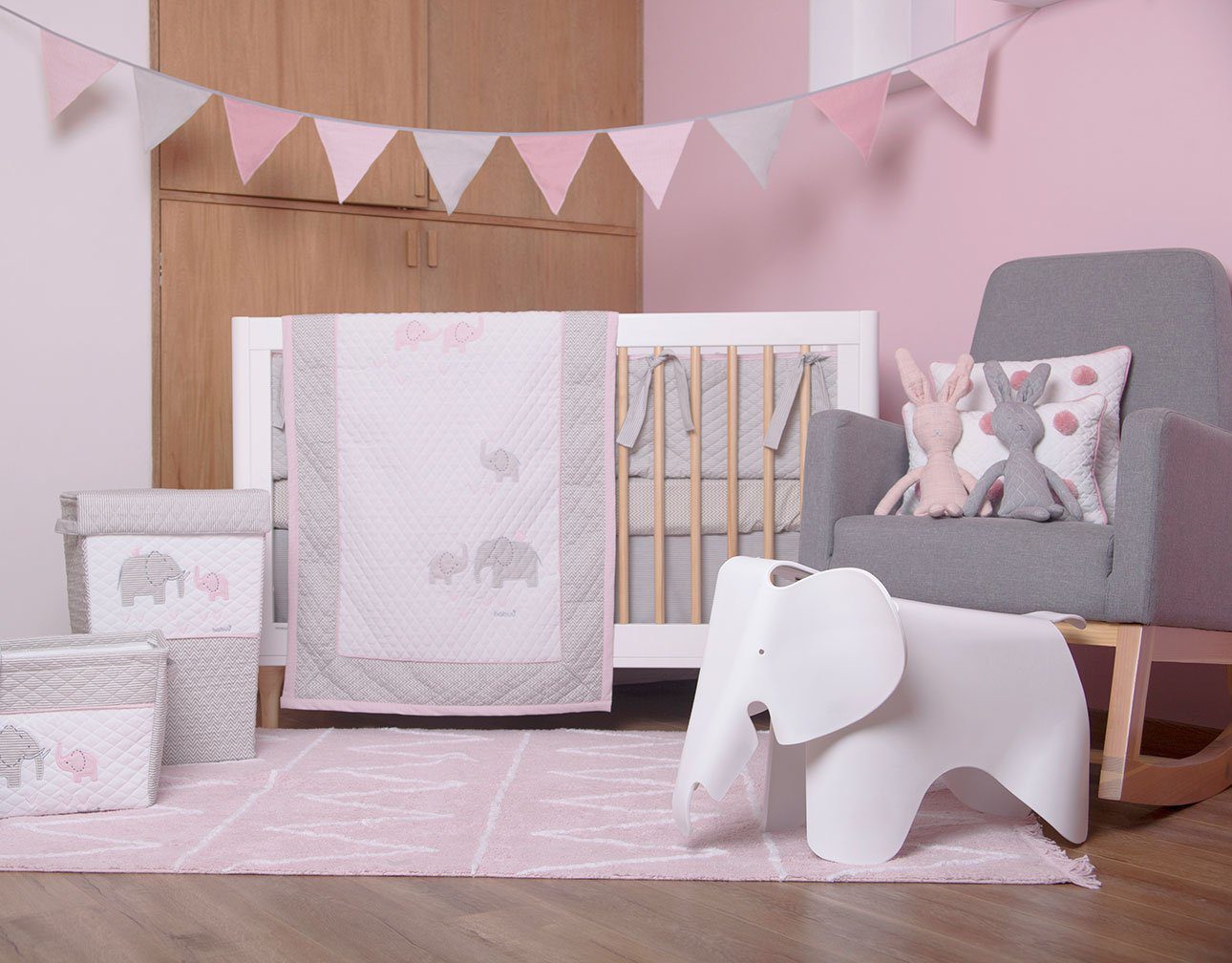 Juego de Cuna Elefante Rosa