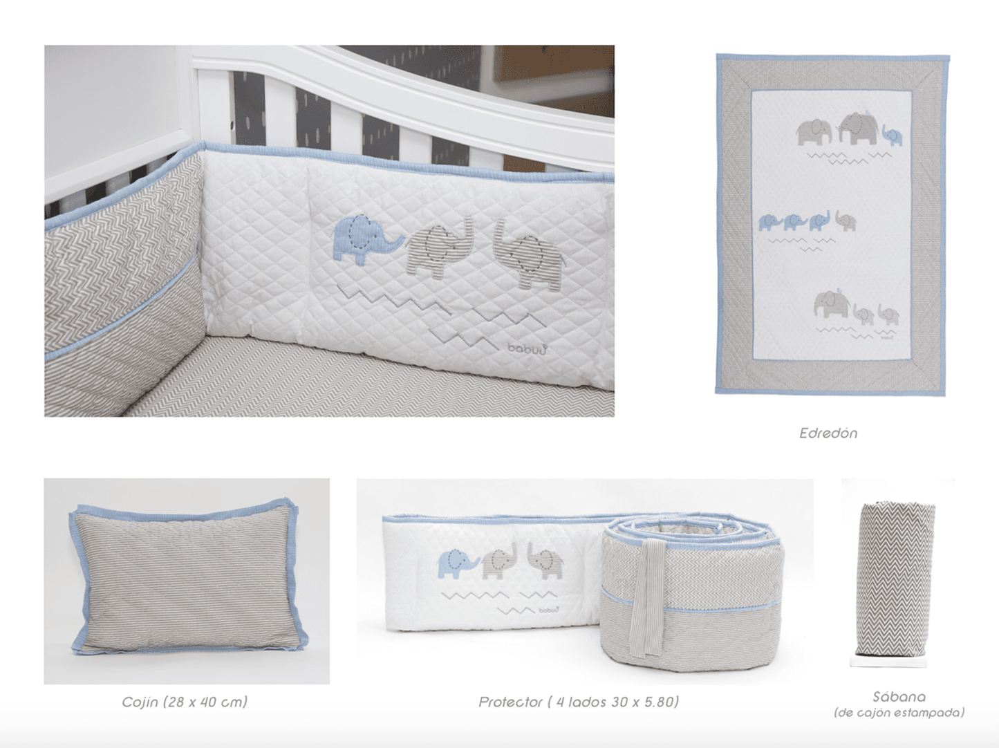 Juego de Cuna Elefante Azul