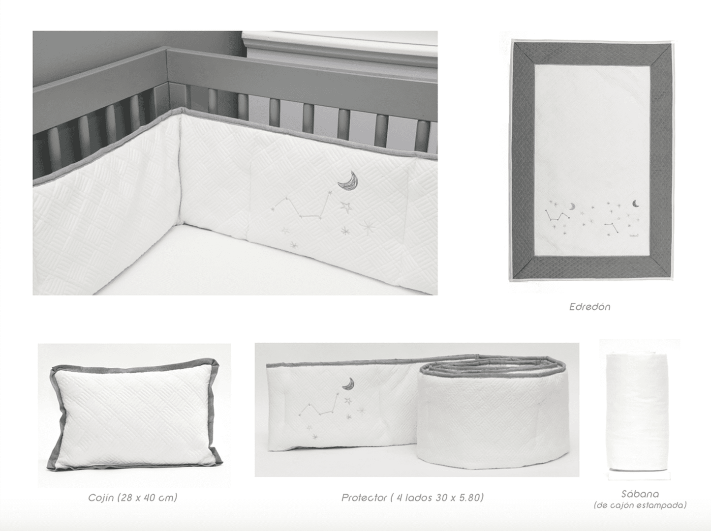 Juego de Cuna Estrella Gris