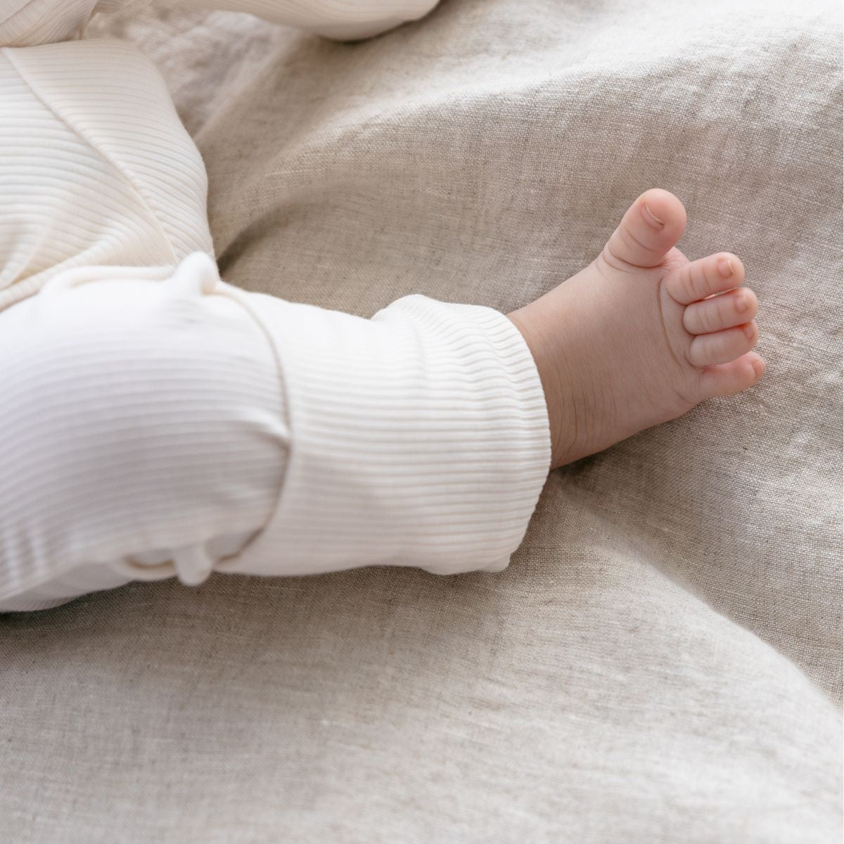 Cream Ribbed Bamboo Zippy Romper