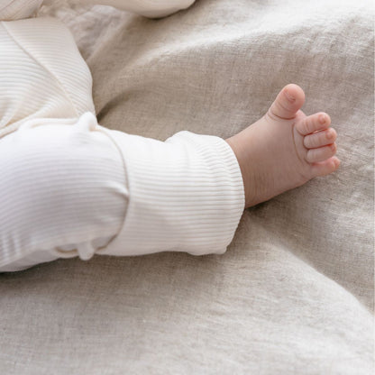 Cream Ribbed Bamboo Zippy Romper
