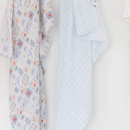 Blue Vichy Bamboo Baby Muslin