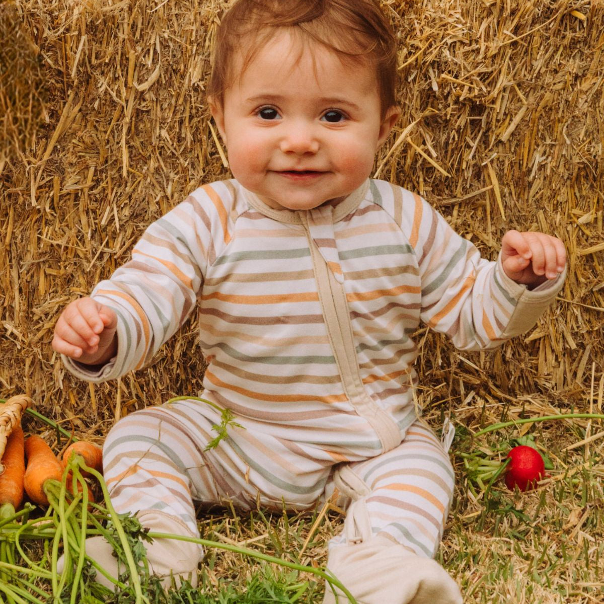 Farm Stripes Bamboo Zippy Romper