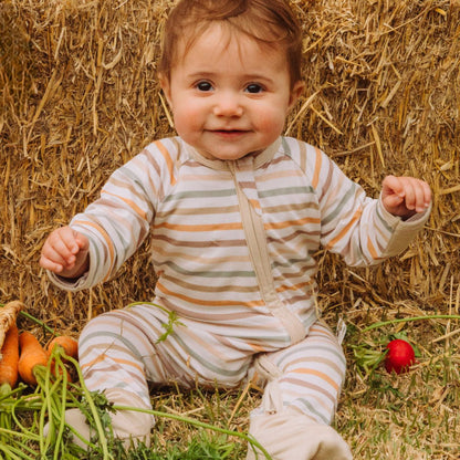 Farm Stripes Bamboo Zippy Romper
