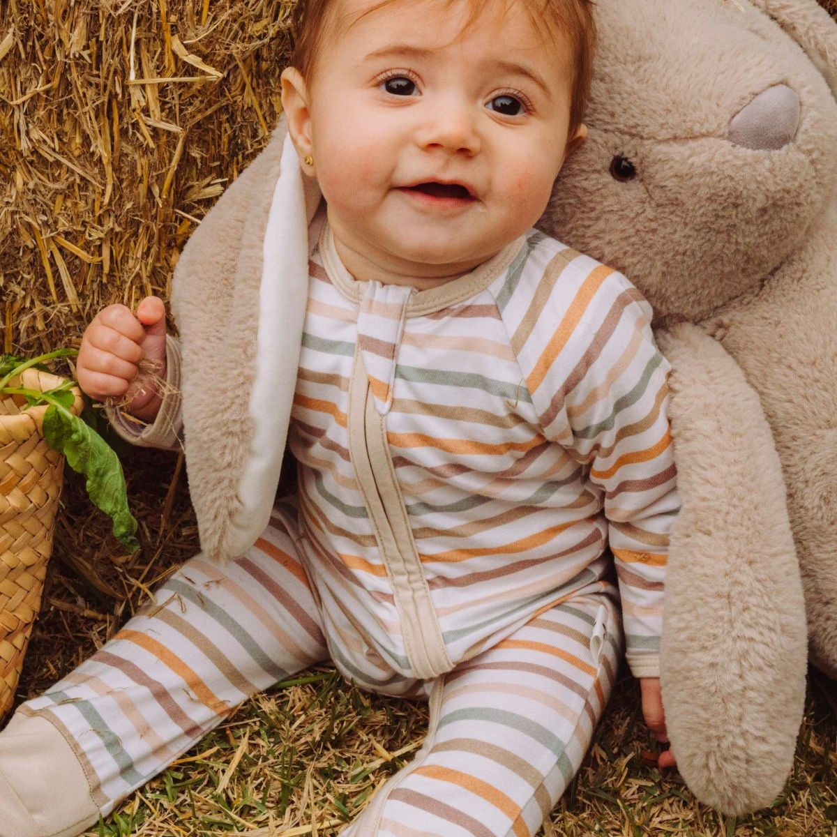 Farm Stripes Bamboo Zippy Romper