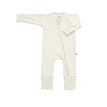 Cream Ribbed Bamboo Zippy Romper