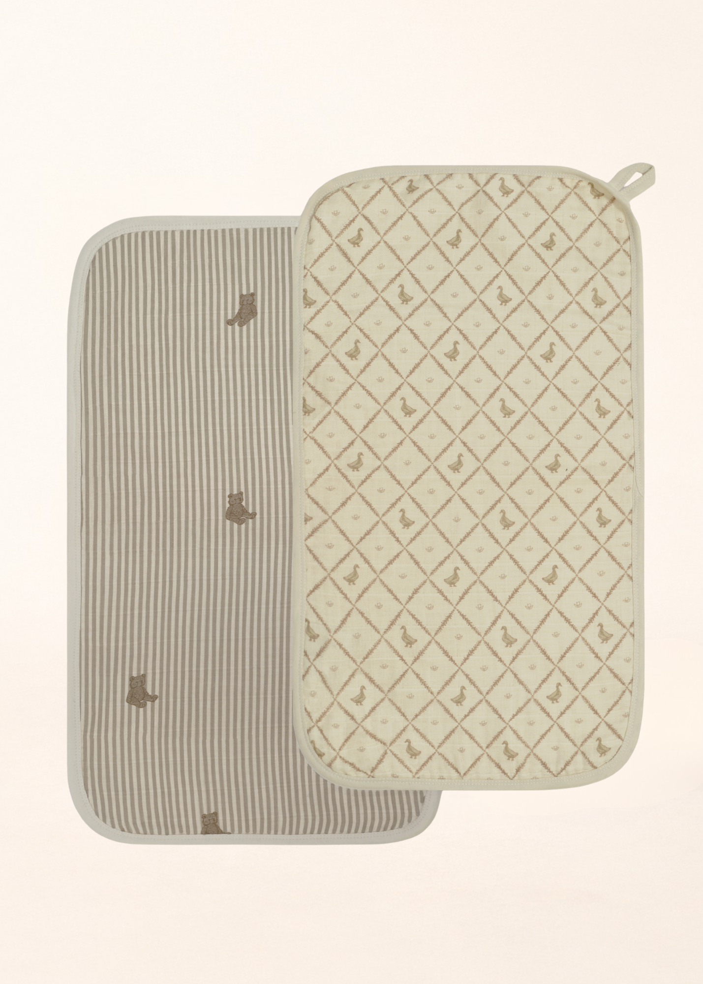 Set de 2 Toallitas de Eructo de Muselina Orgánica - Ducks & Bear Stripes