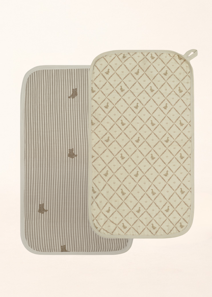 Set de 2 Toallitas de Eructo de Muselina Orgánica - Ducks & Bear Stripes