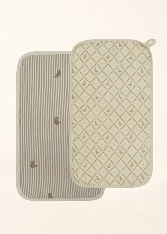 Set de 2 Toallitas de Eructo de Muselina Orgánica - Ducks & Bear Stripes