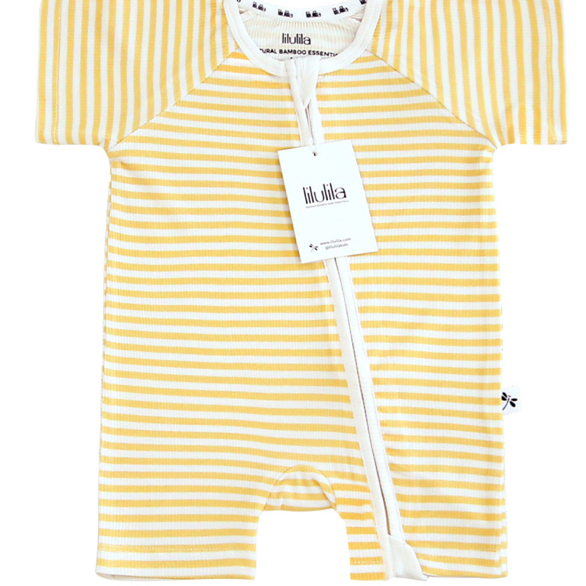 Short Yellow Stripes Bamboo Zippy Romper