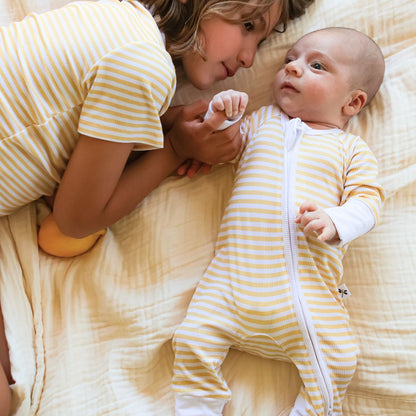 Yellow Stripes Bamboo Zippy Romper