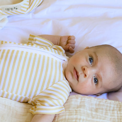 Short Yellow Stripes Bamboo Zippy Romper