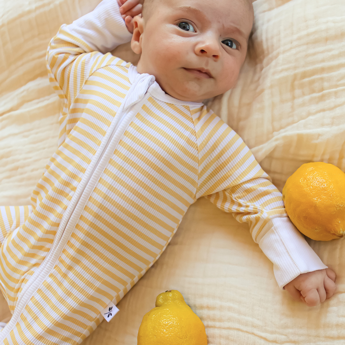 Yellow Stripes Bamboo Zippy Romper