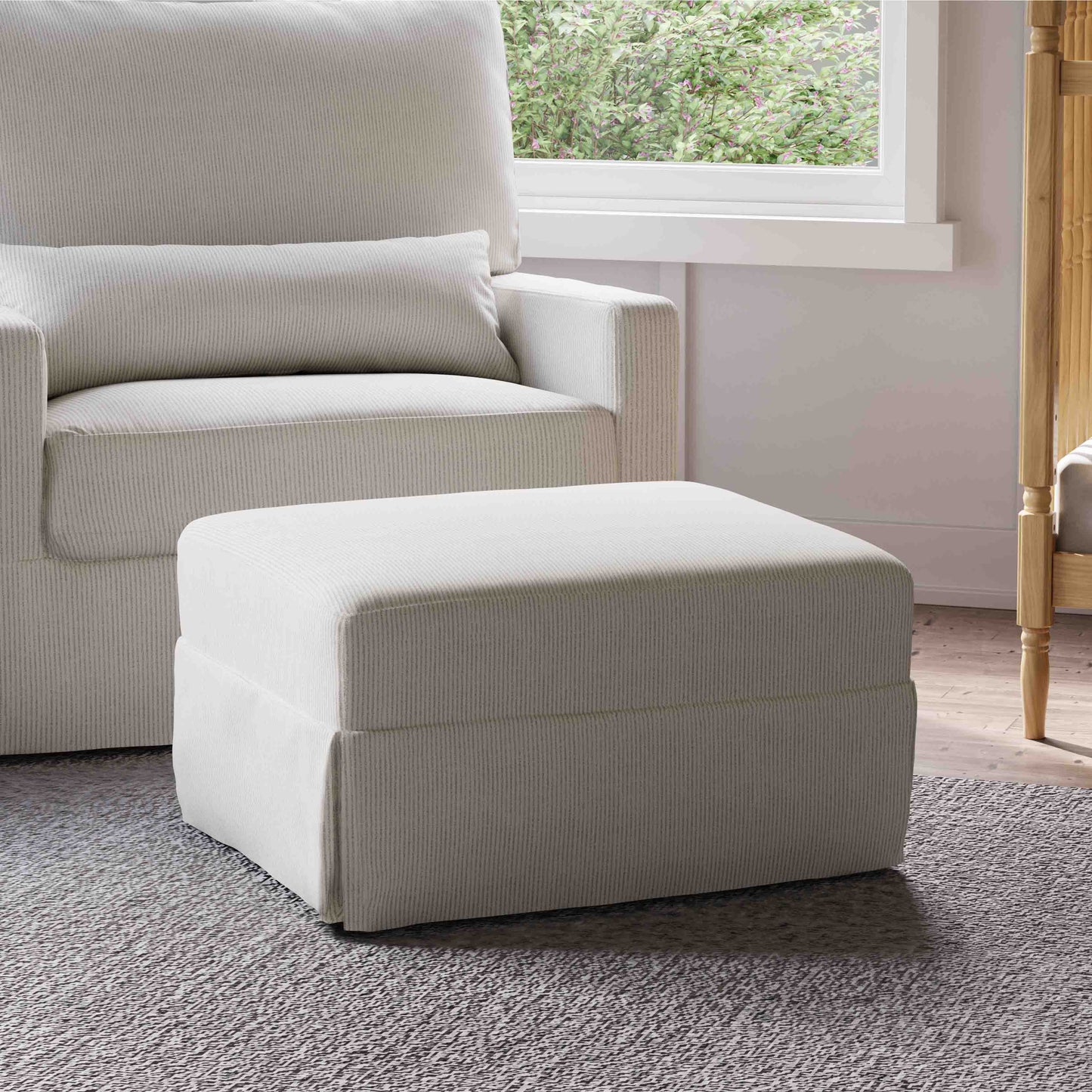 Taburete Descansapiés Olivia - Fog Chatham Stripe