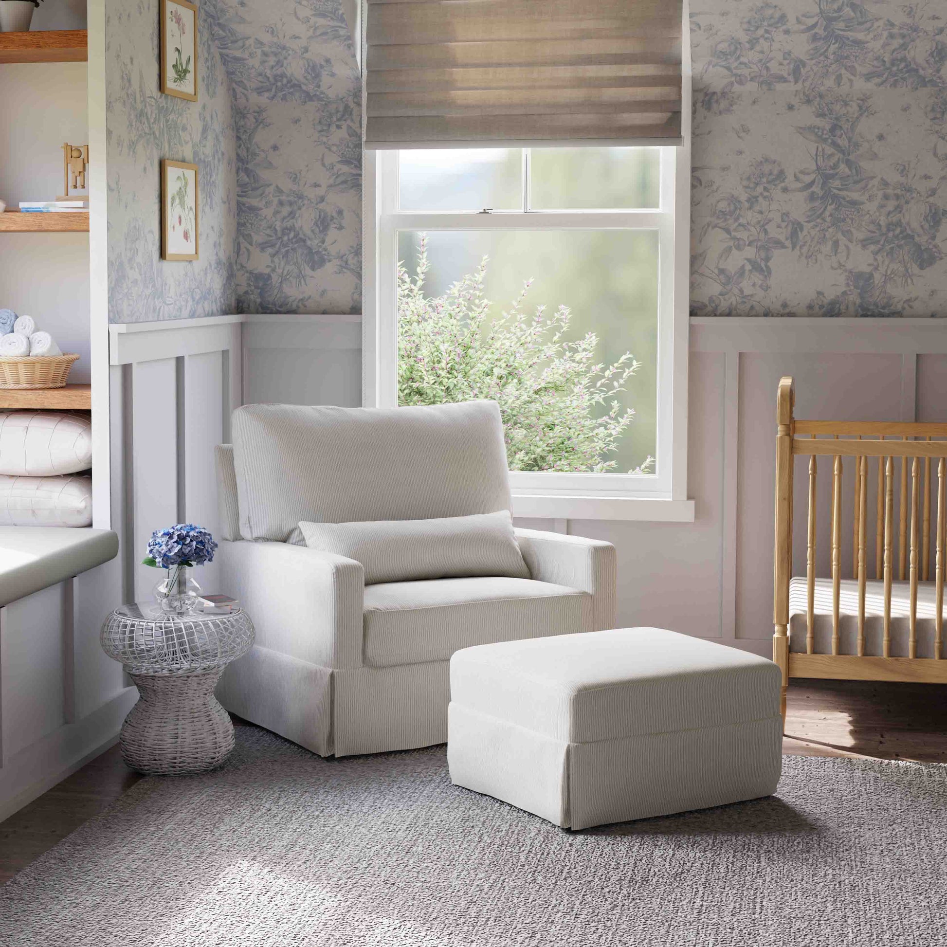 Taburete Descansapiés Olivia - Fog Chatham Stripe