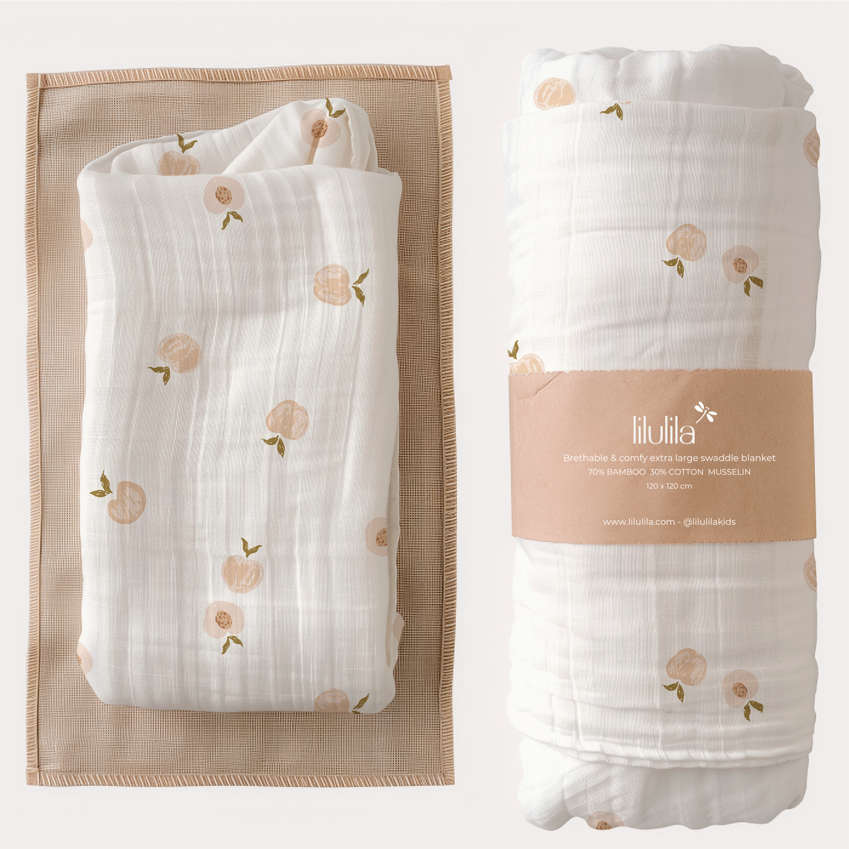 Peaches Bamboo Baby Muslin