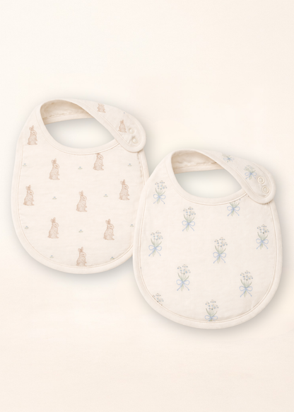 Set de 2 Baberos de Muselina Orgánica - Bunny & Lily of the Valley