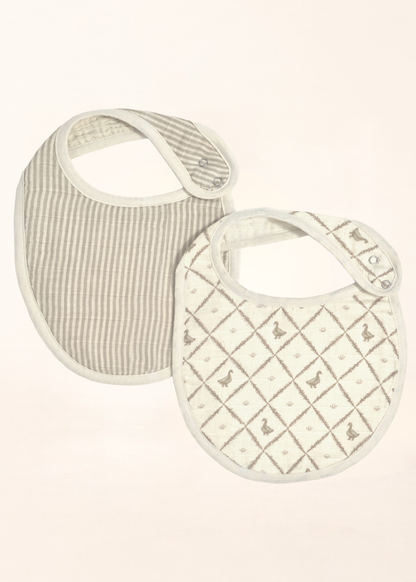 Set de 2 Baberos de Muselina Orgánica - Ducks & Bear Stripes