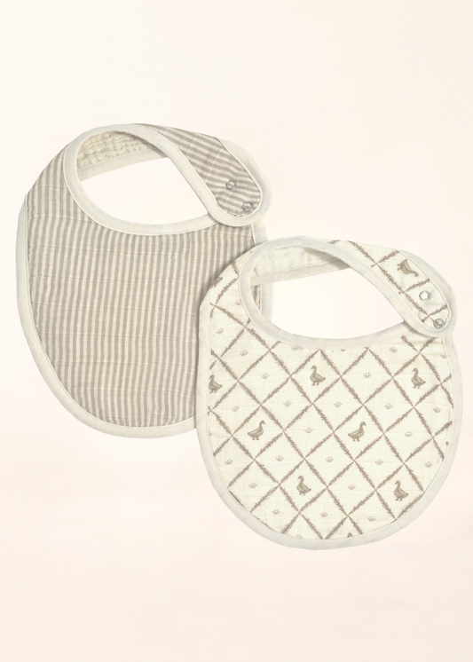 Set de 2 Baberos de Muselina Orgánica - Ducks & Bear Stripes