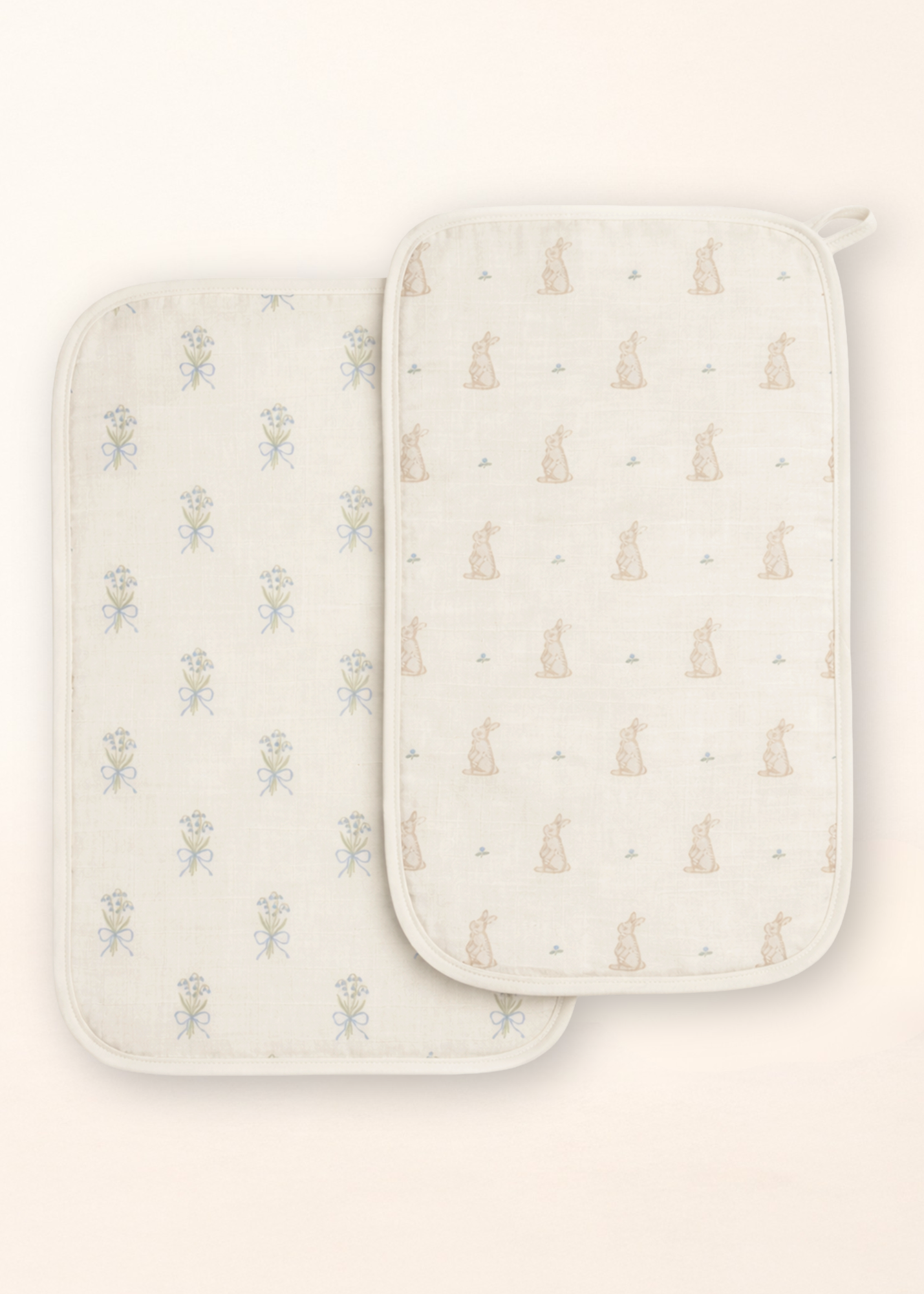 Set de 2 Toallitas de Eructo de Muselina Orgánica - Bunny & Lily of the Valley