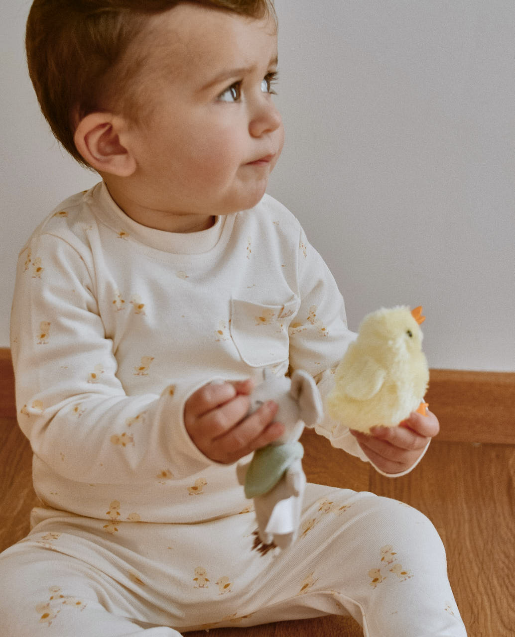 Knitted Baby Set Leggings y T-Shirt - NB - Duckling