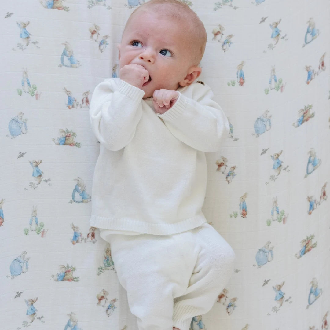 Sábana de Cuna - Cotton Muslin Peter Rabbit