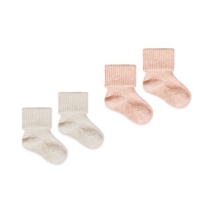 Melange Socks - Oatmeal/Rose