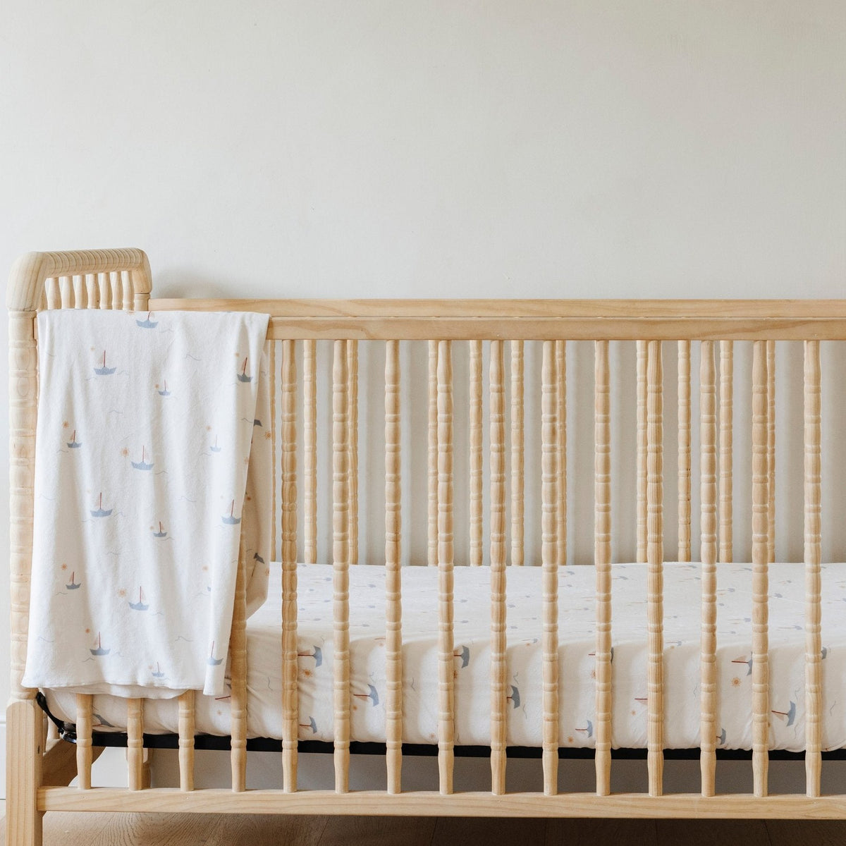 Sábana de Cuna - Minky Stretch Luxe - Sail Boat