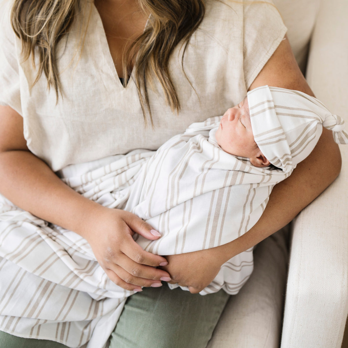 Swaddle Elástico - Taupe Stripe