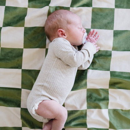 Cobija Minky Stretch - Olive Checkered