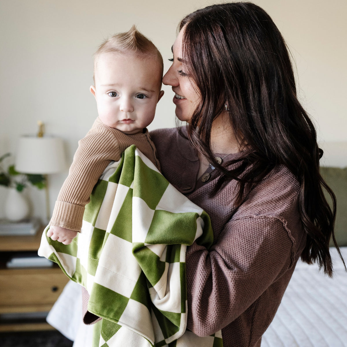 Cobija Minky Stretch - Olive Checkered