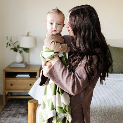 Cobija Minky Stretch - Olive Checkered