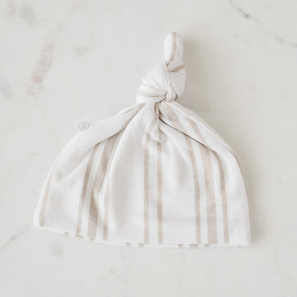 Hat & Bow - Hat Taupe Stripe