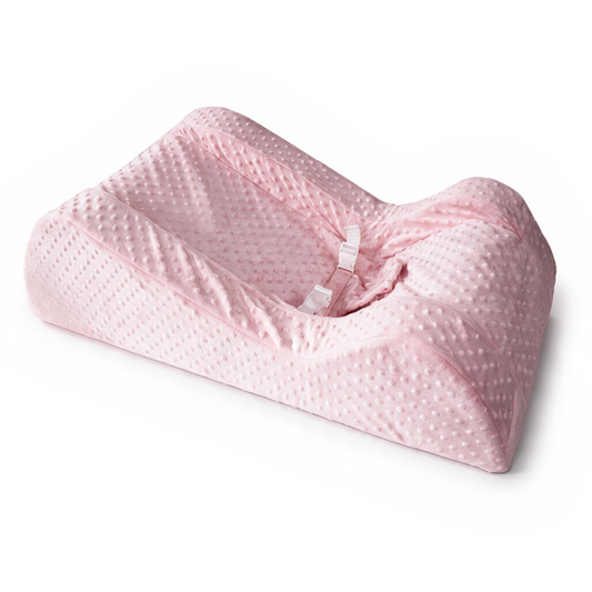 Sillón antirreflujo para bebé en tela burbuja rosa